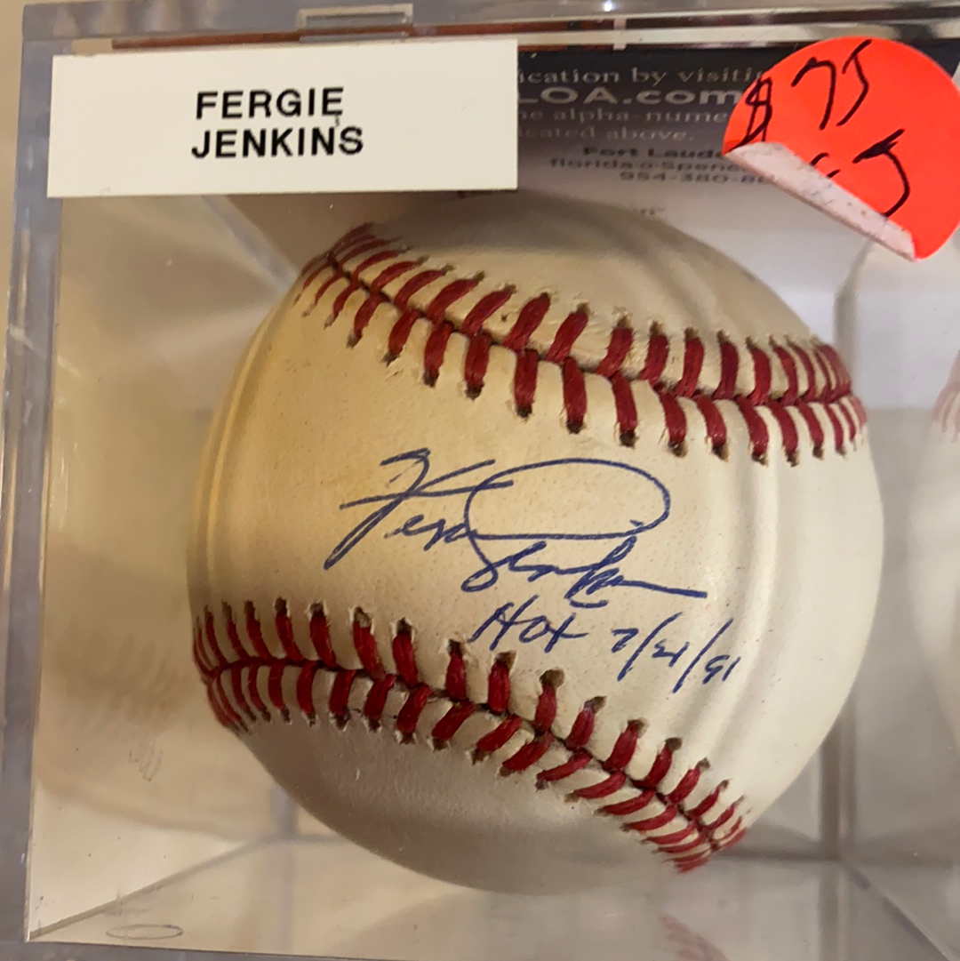 Fergie Jenkins autographed MLB baseball HOF 91 – LW Sports