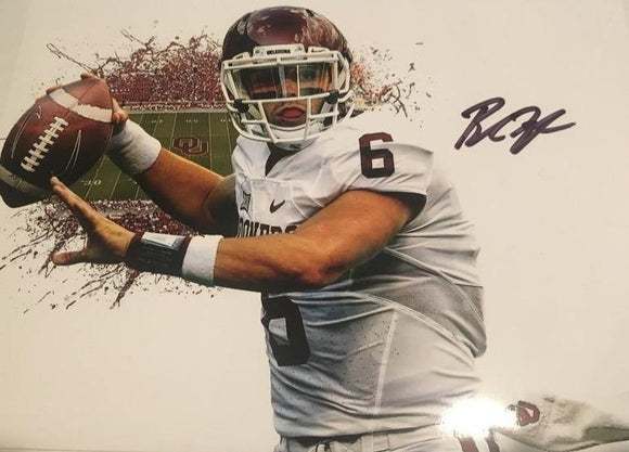 Baker Mayfield autographed 8x10 color photo Sooners pose.  Rookie autograph - LW Sports