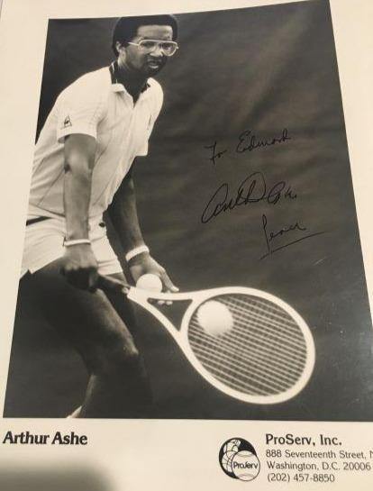 Arthur Ashe 8x10 B&W photo autographed personalized - LW Sports