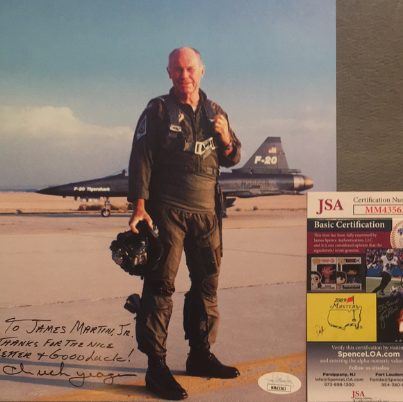 Chuck Yeager autographed 8x10 color photo JSA certified