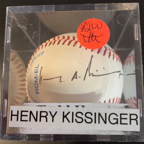 Henry Kissinger autographed MLB baseball