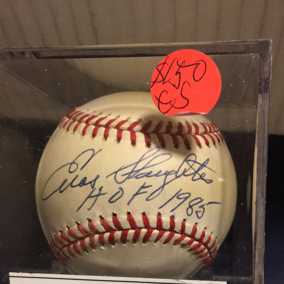 Enos Slaughter HOF 85 autographed MLB baseball