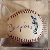 Dion James autographed MLB Baseball 1996 NY Yankees Champions  He played in 6 games.  Rare inscription