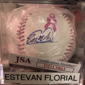 Estevan Florial autographed MLBall JSA. Breast Cancer ball - LW Sports