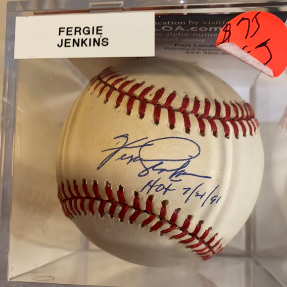 Fergie Jenkins autographed MLB baseball HOF 91