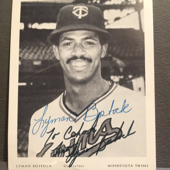 Lyman Bostock autographed 4x5 Twins Issued postcard personalized