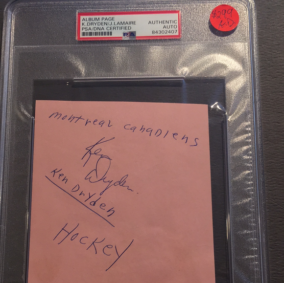 Ken Dryden autographed album page PSA/DNA encapsulated