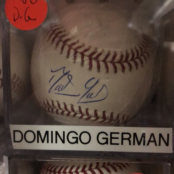 Domingo German autographed MLBall in person - LW Sports