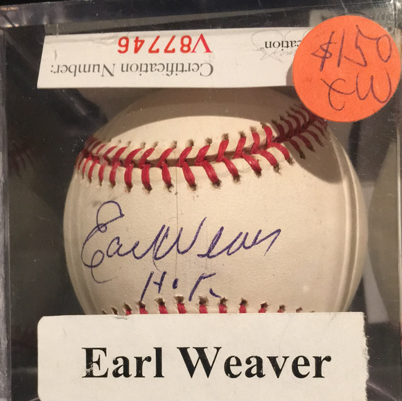 Earl Weaver autographed MLB baseball HOF JSA certified