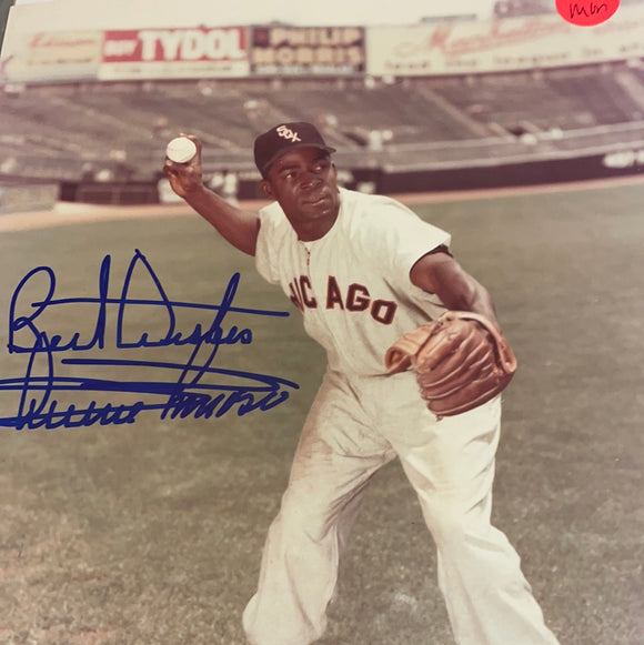 Minnie Minoso autographed 8x10 color photo Les Wolff Sports letter