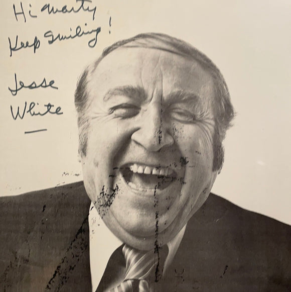 Jesse White autographed 8x10 BxW paper photo paper stock some staining personalized