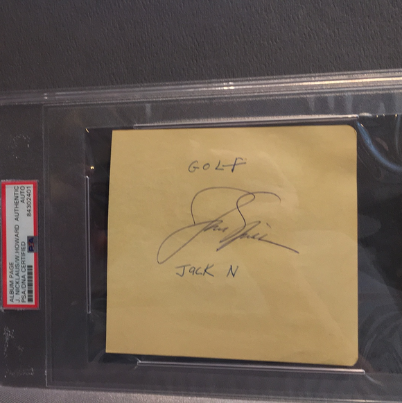 Jack Nicklaus autographed album page PSA/DNA encapsulated
