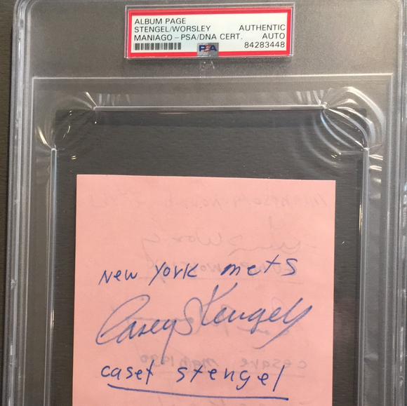 Casey Stengel autographed album page PSA/DNA encapsulated