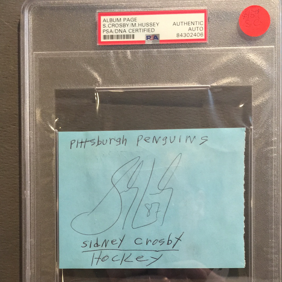 Sidney Crosby autographed album page PSA/DNA encapsulated