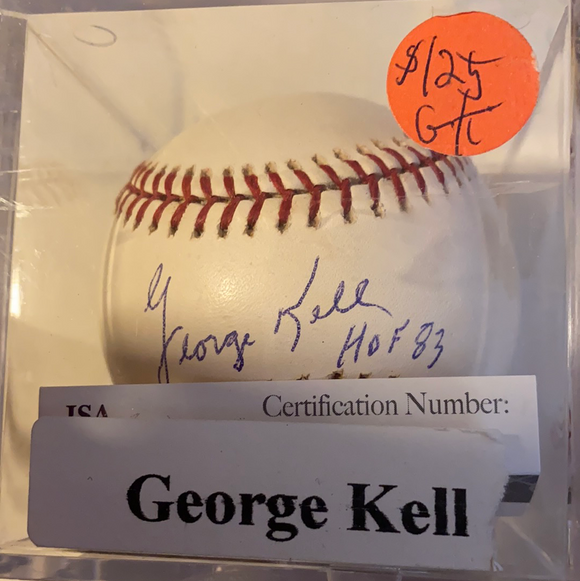 George Kell autographed MLB baseball HOF 83