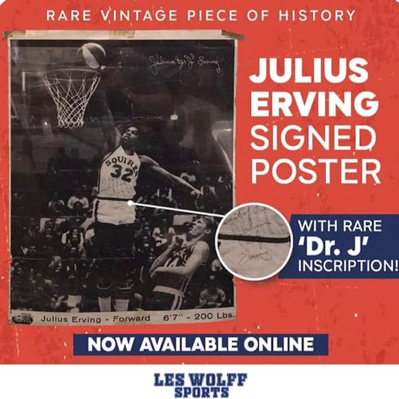 Julius Dr. J Erving autographed Virginia Squires vintage poster