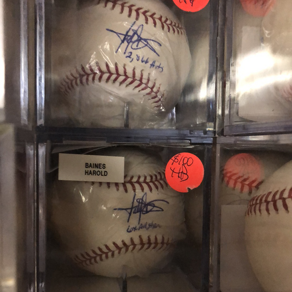 Harold Baines 2,866 hits, 6x all star autographed MBalls - LW Sports