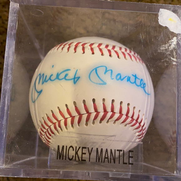 Mickey Mantle autographed non-official baseball slightly faded JSA