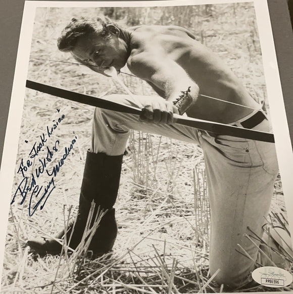 Guy Madison autographed 8x10 BxW photo personalized and JSA certified