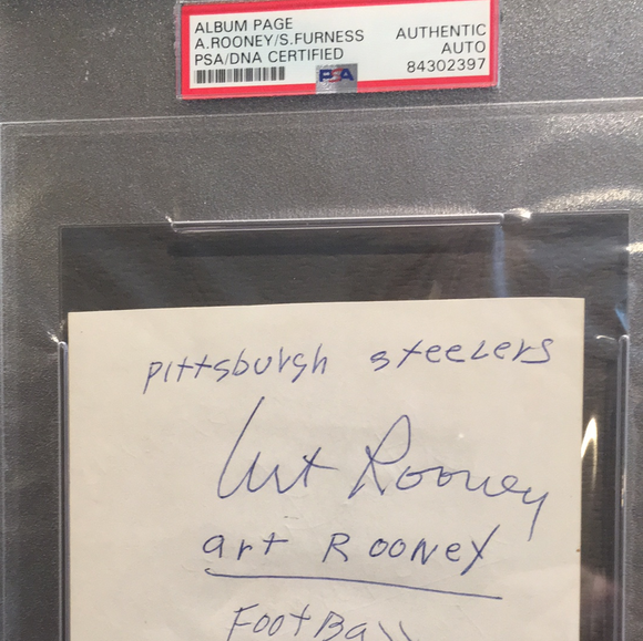 Art Rooney autographed album page PSA/DNA encapsulated