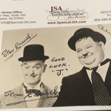 Stan Laurel autographed 3x5 photo personalized JSA certified