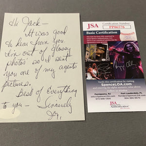 Joy Harmon handwriting note signed Joy JSA certified