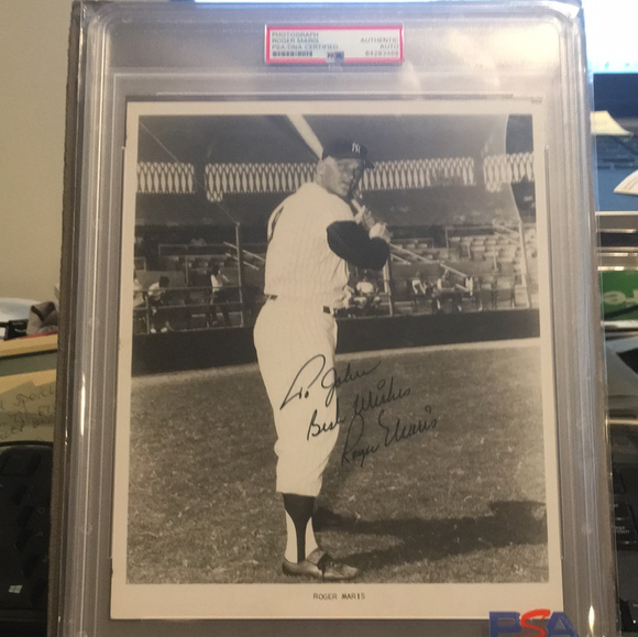 Roger Maris autographed 8x10 BxW photo signed To John PSA/DNA encapsulated