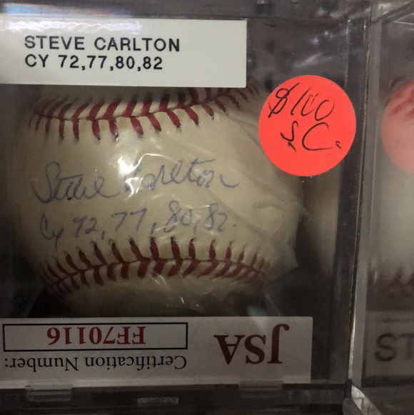 Steve Carlton autographed MLB Baseball Cy 72, 77, 80, 82