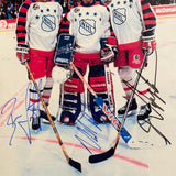 Adam Graves, Brian Leetch and Mike Richter NY Rangers autographed All-Star photo obtained in person