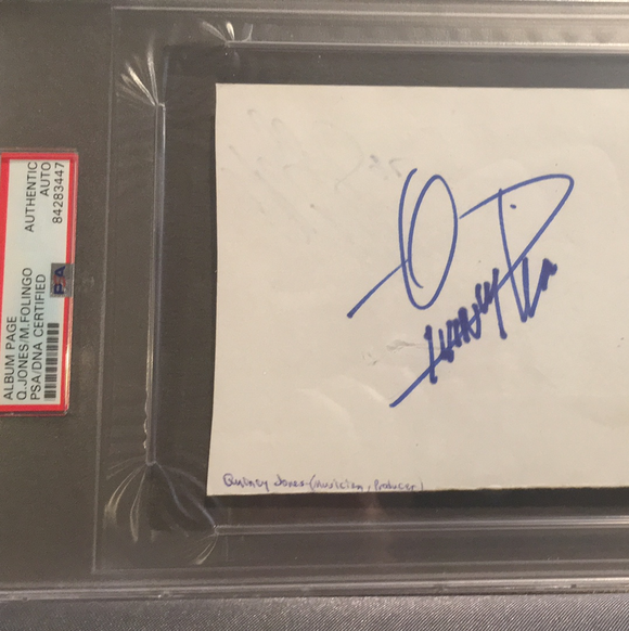 Quincy Jones autographed album page PSA/DNA encapsulated