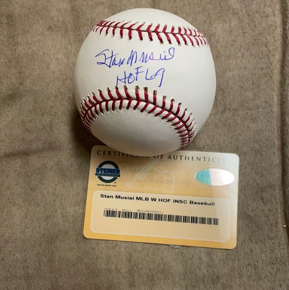Stan Musial autographed HOF 69 MLBall Steiner