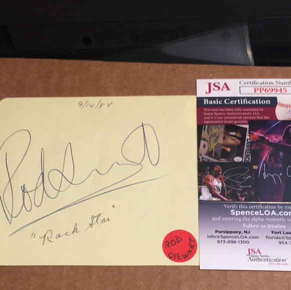 Rod Stewart/Tony Basil  autographed album page JSA certified