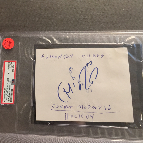 Connor McDavid autographed album page PSA/DNA encapsulated