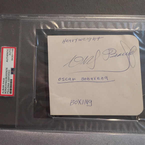 Oscar Bonavena autographed album page PSA/DNA encapsulated