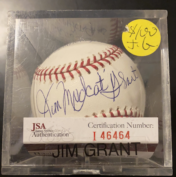 Jim Mudcat Grant autographed MLBall with special inscription 65 season 21-7 6 shutouts 14 complete games - LW Sports