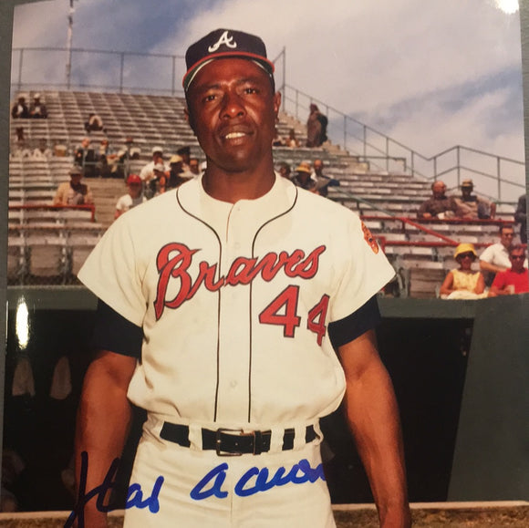 Hank Aaron autographed 8x10 color photo obtained in person