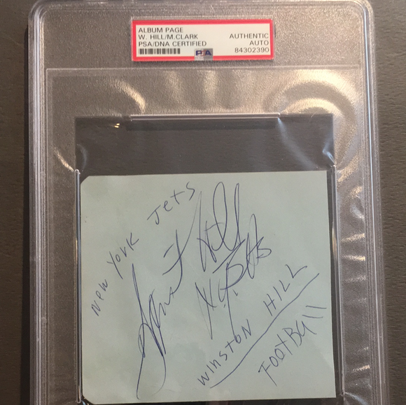 Winston Hill autographed album page PSA/DNA encapsulated