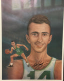 Bob Cousy autographed 18x24 color artist sketch beautifully signed with Les WolffSports LOA w