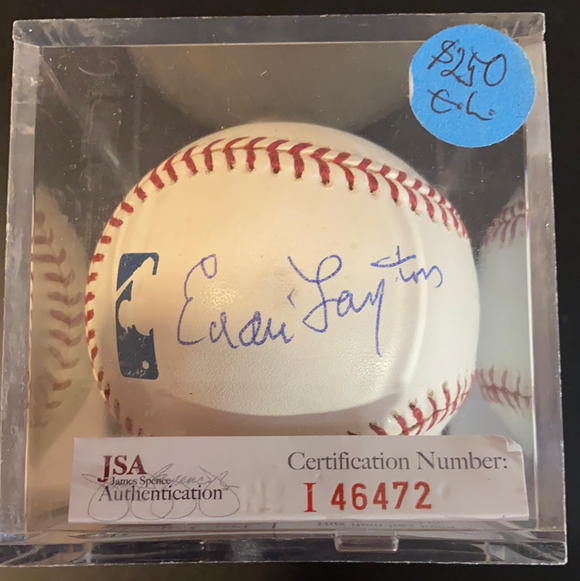 Eddie Layton autographed MLB baseball The Organist at Yankee Stadium for  50 years deceased.JSA