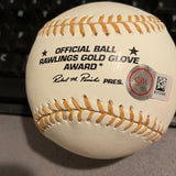 Maury Wills autographed #30 2x gold glove on a Gold Glove Award ball MLB authenticated sticker
