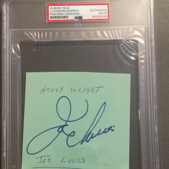 Joe Louis autographed album page PSA/DNA encapsulated former heavyweight champion