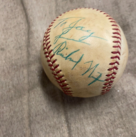 Richard Nixon autographed single signed baseball JSA cert