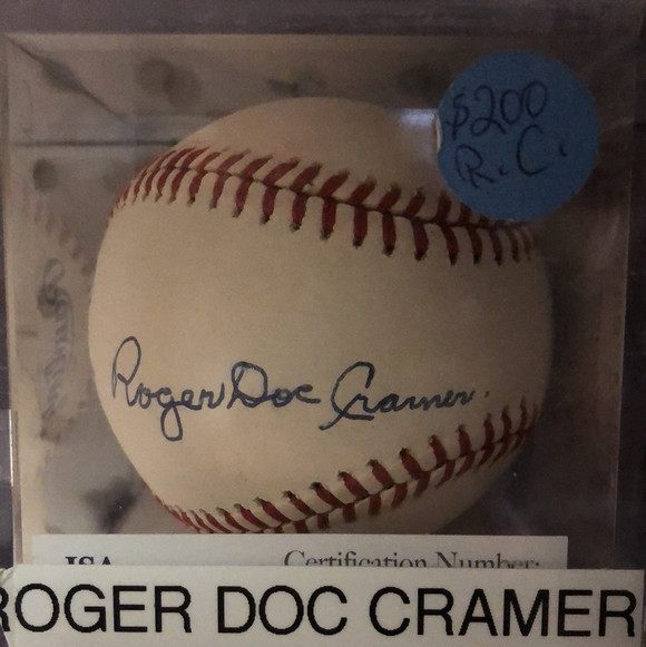 Roger Doc Cramer autographed MLB Baseball