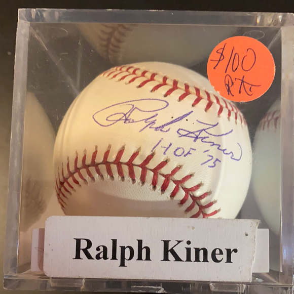 Ralph Kiner autographed MLBall HOF 1975