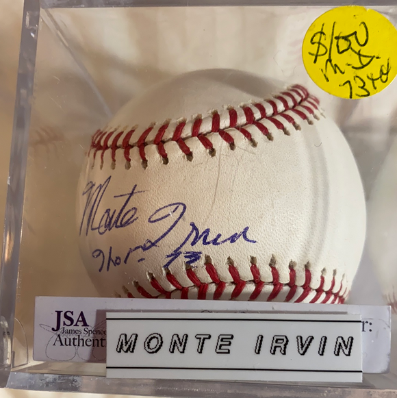 Monte Irvin autographed MLB Baseball HOF 73