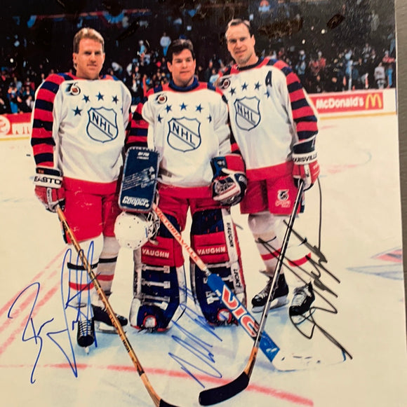 Adam Graves, Brian Leetch and Mike Richter NY Rangers autographed All-Star photo obtained in person