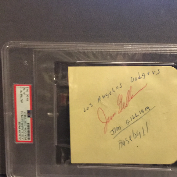 Jim Gilliam autographed album page PSA/DNA encapsulated
