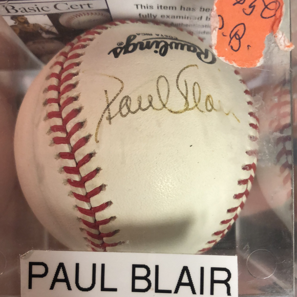 Paul Blair autographed MLBall side panel - LW Sports