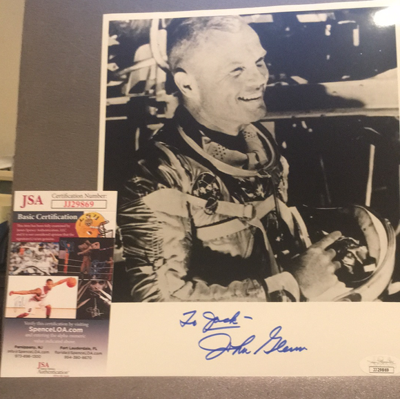 John Glenn autographed 8x10 BxW photo JSA certified