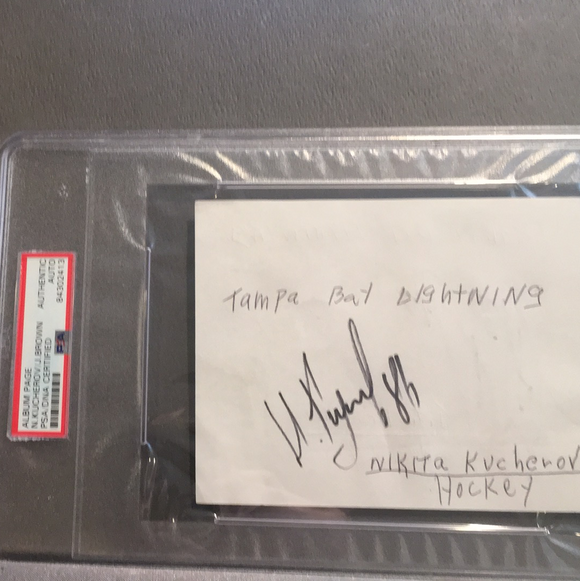 Nikita Kucherov autographed album page PSA/DNA encapsulated